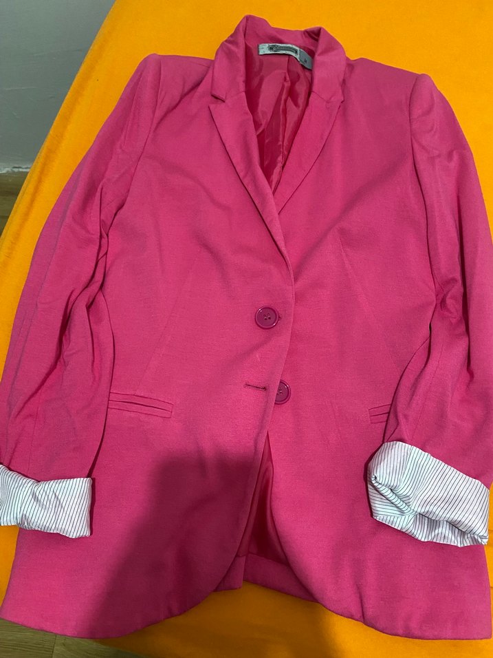 Pembe Düğmeli Kadın Blazer Ceket - Görsel 4