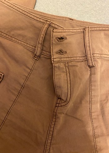 Bej Kadın Süet Kumaş Pantolon - Görsel 3