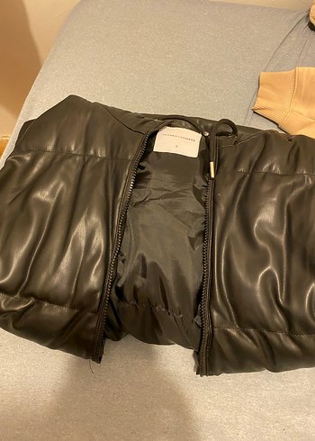 Kadın Uzun Kahverengi Kapüşonlu Deri Ceket - Görsel 5