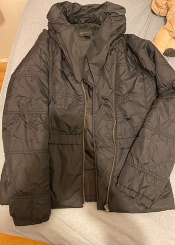 Gri Fermuarlı Yüksek Yakalı Kadın Ceket - Görsel 6