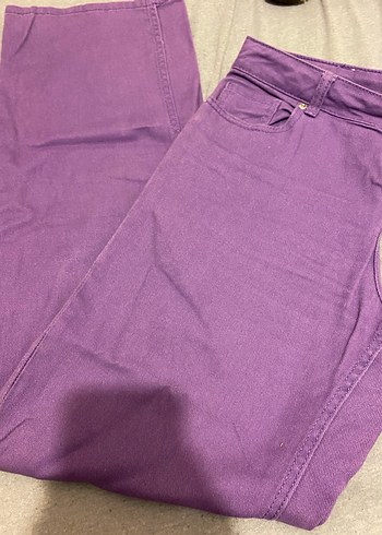 Mor Baskılı bol kesim pantolon - Görsel 3