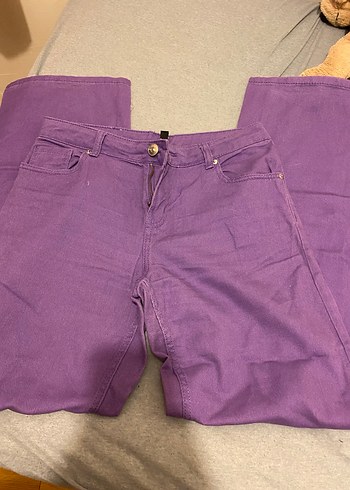 Mor Baskılı bol kesim pantolon - Görsel 5