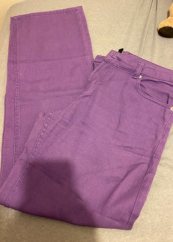 Mor Baskılı bol kesim pantolon - Görsel 4