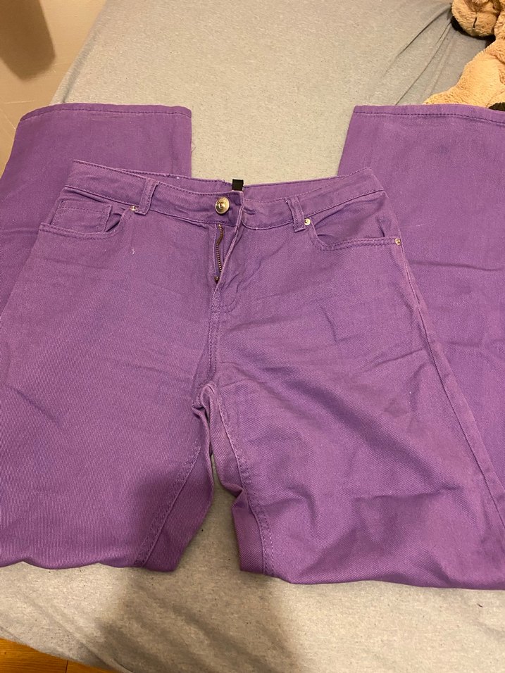 Mor Baskılı bol kesim pantolon - Görsel 5