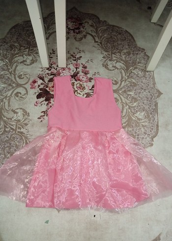 Kız Çocuk Pembe fiyonk Detaylı Bohem Elbise - Görsel 2