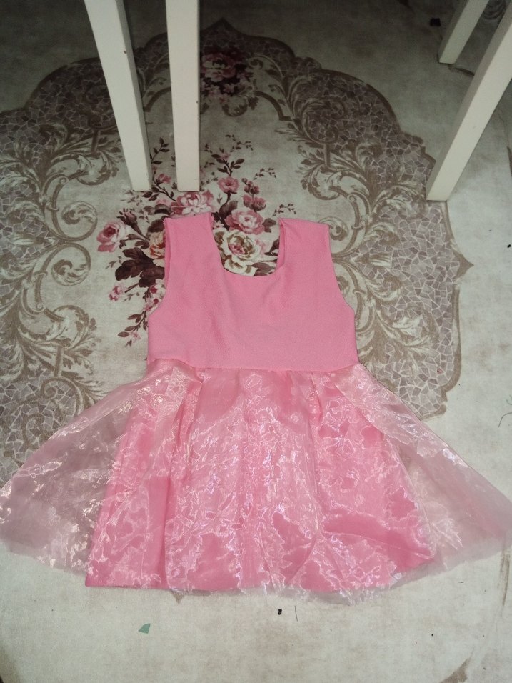 Kız Çocuk Pembe fiyonk Detaylı Bohem Elbise - Görsel 2