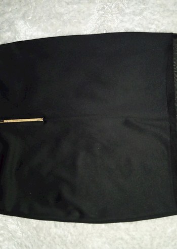 Siyah saten Midi Kadın Etek - Görsel 4