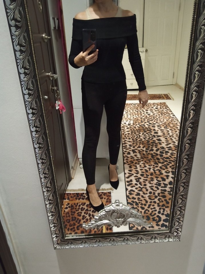 kayık yaka ince triko - Görsel 4