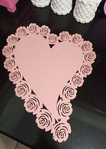 Vintage Gül Desenli Kalp Şeklinde Amerikan Servis - Görsel 2