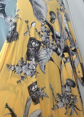 Sarı Bohem Baskılı Uzun Kollu  noi Elbise - Görsel 4