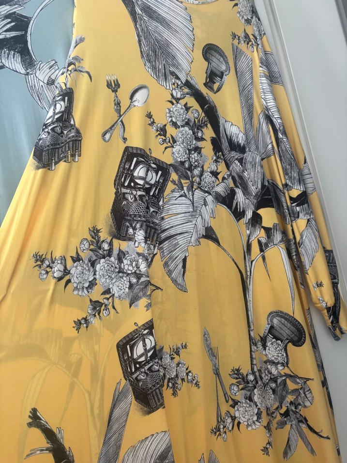 Sarı Bohem Baskılı Uzun Kollu  noi Elbise - Görsel 4