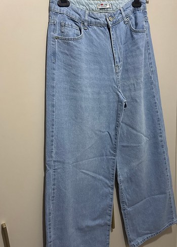 Diğer Acik Mavi Genis Paca Denim Jean