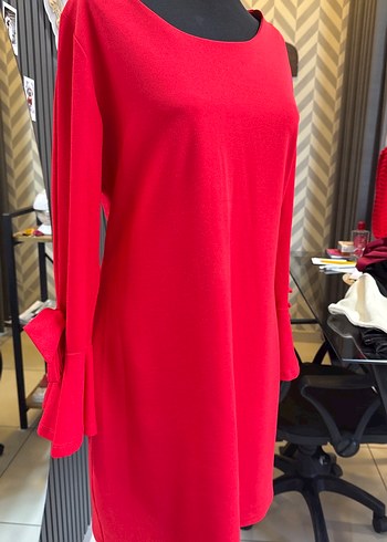 Kırmızı Uzun Kollu mini  Elbise - Görsel 2