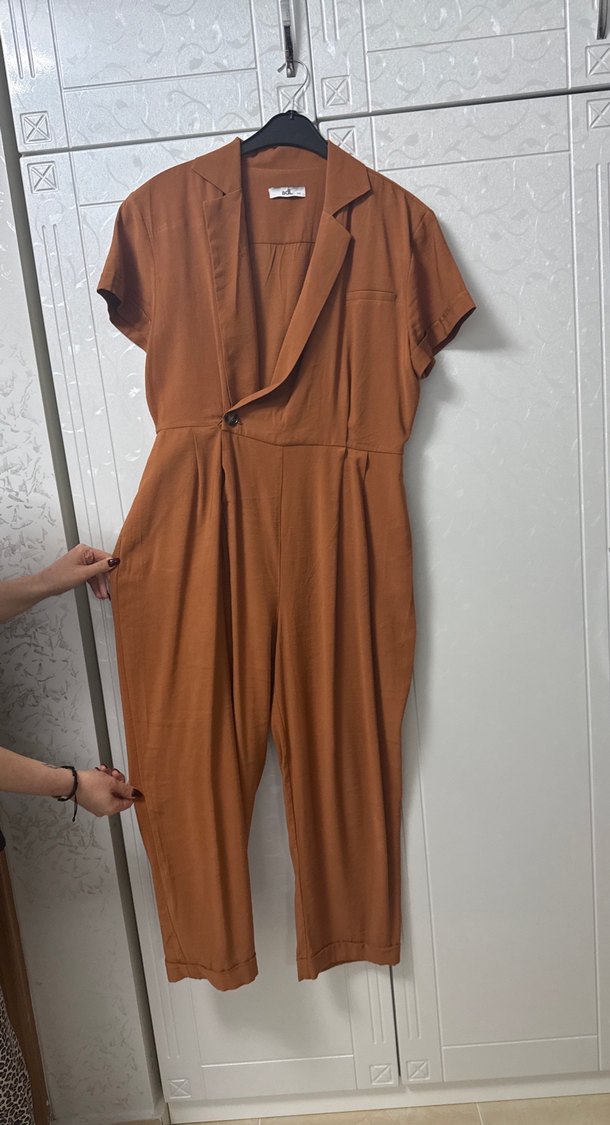 Kahverengi Kemerli Kadın Uzun Tulum - Görsel 2