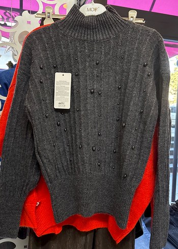 Düğmeli Beyaz Kadın Triko Kazak çeşitleri - Görsel 4