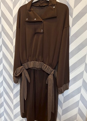 Kahverengi Kuşaklı Uzun Kadın takım 36.38.40.42 bedenleri - Görsel 2