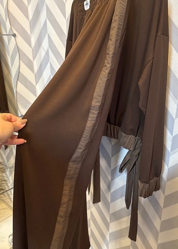 Kahverengi Kuşaklı Uzun Kadın takım 36.38.40.42 bedenleri - Görsel 3