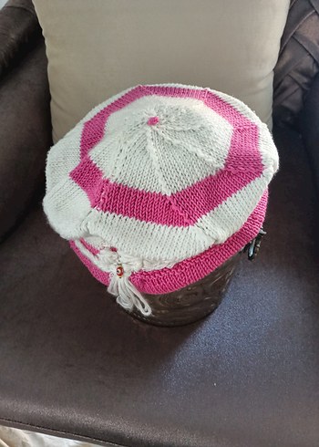 Pembe Örgü Kadın Bere - Görsel 4