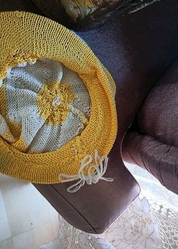 Sarı Örgü Bohem Kadın Bere - Görsel 4