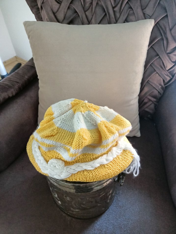 Sarı Örgü Bohem Kadın Bere - Görsel 2