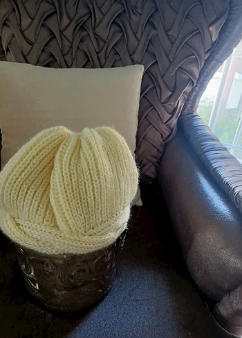 Beyaz Örgü Kadın Bere - Görsel 3