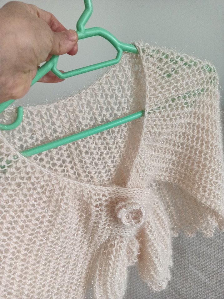 Kız Çocuk Bej Örgü Bolero - Görsel 4