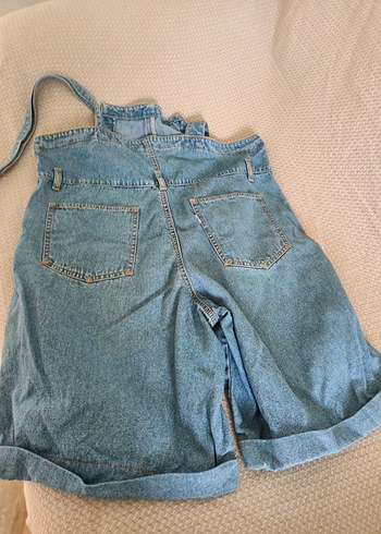 Kızlar İçin Mavi Denim Askılı Tulum - Görsel 3