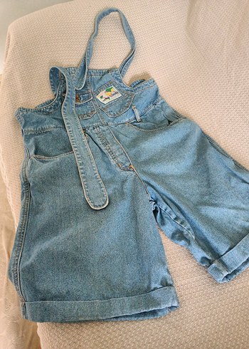 Kızlar İçin Mavi Denim Askılı Tulum - Görsel 2