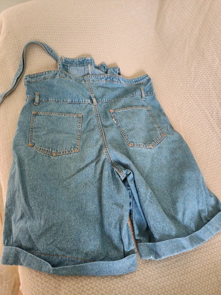 Kızlar İçin Mavi Denim Askılı Tulum - Görsel 3