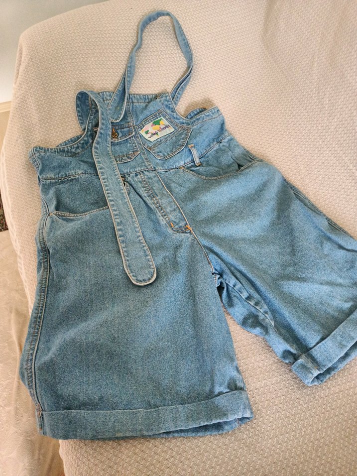 Kızlar İçin Mavi Denim Askılı Tulum - Görsel 2