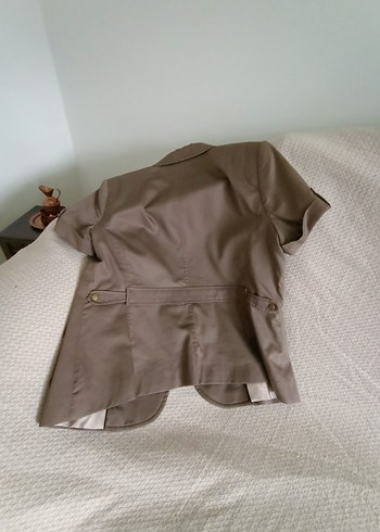 Kısa Kollu Bej Kadın Blazer Ceket - Görsel 5