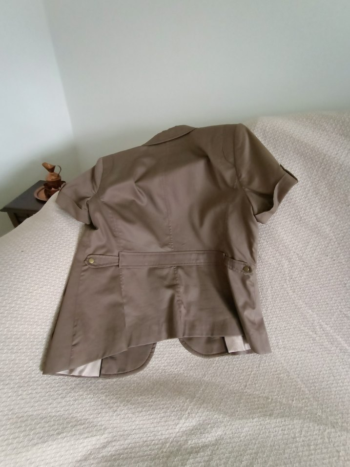 Kısa Kollu Bej Kadın Blazer Ceket - Görsel 5