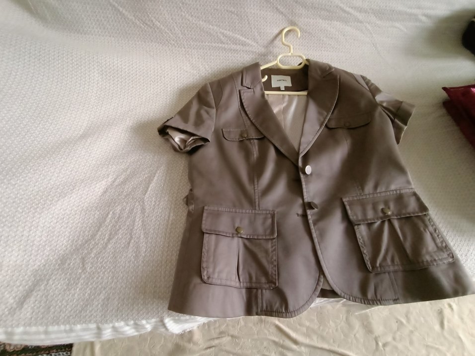 Kısa Kollu Bej Kadın Blazer Ceket - Görsel 4