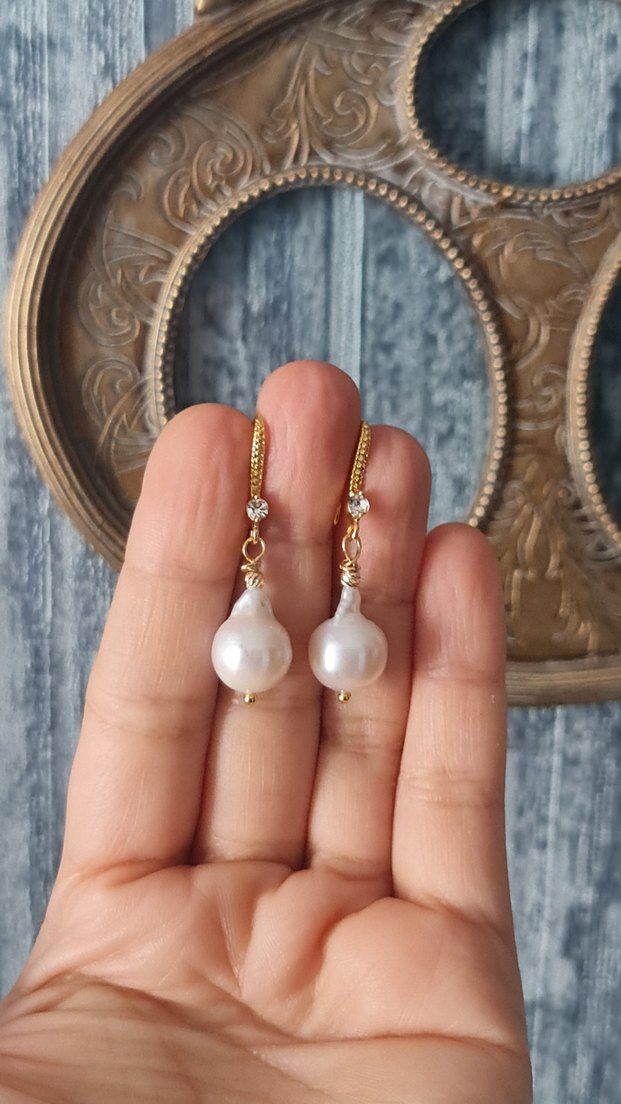 Gerçek Barok İnci Küpe - Görsel 5