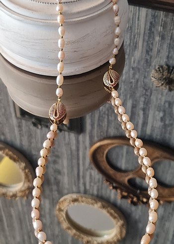 Gerçek Pudra Rengi Premium İnci Kolye - Görsel 9