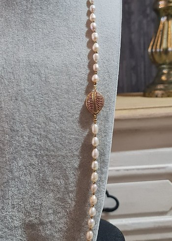 Gerçek Pudra Rengi Premium İnci Kolye - Görsel 8