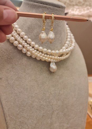 Gerçek İnci Choker Kolye - Görsel 3