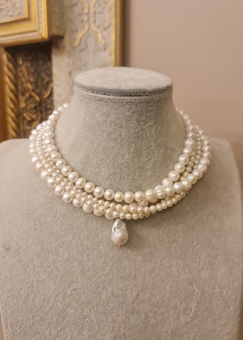 Gerçek İnci Choker Kolye - Görsel 5