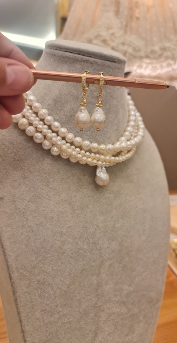 Gerçek İnci Choker Kolye - Görsel 3