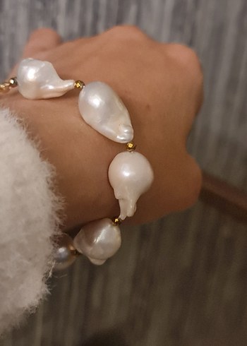 Gerçek Muntazam Barok İnci Bileklik - Görsel 7