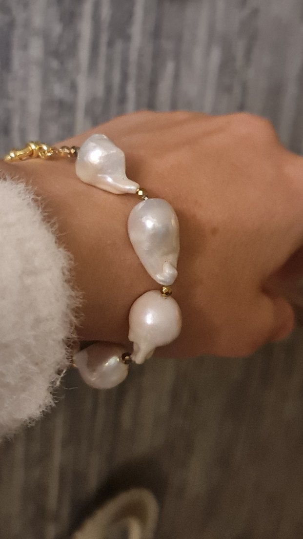 Gerçek Muntazam Barok İnci Bileklik - Görsel 2