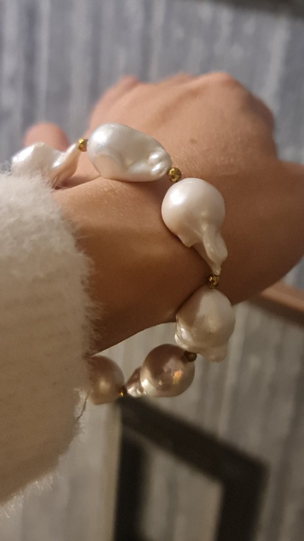 Gerçek Muntazam Barok İnci Bileklik - Görsel 3