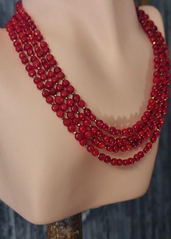 Gerçek Mercan ve Hematit Kolye - Görsel 3