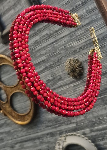 Gerçek Mercan ve Hematit Kolye - Görsel 4