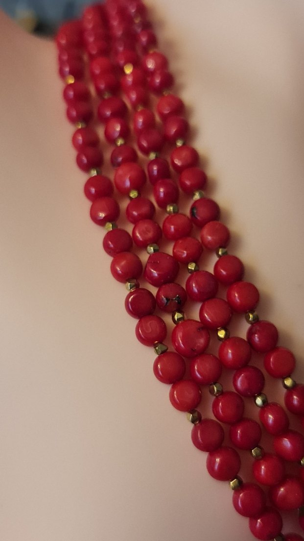 Gerçek Mercan ve Hematit Kolye - Görsel 2