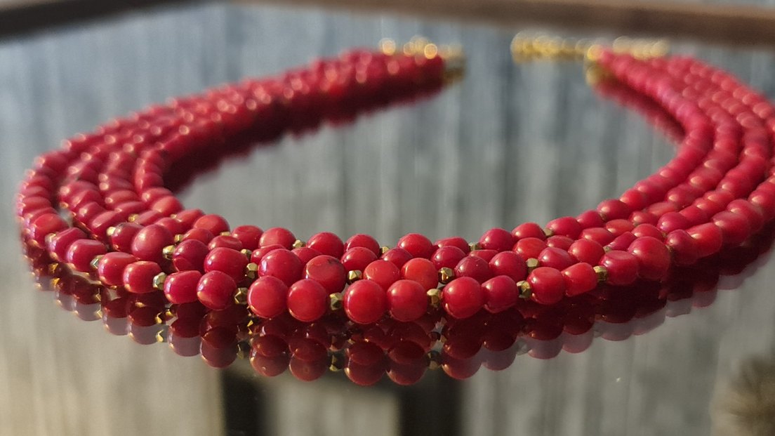Gerçek Mercan ve Hematit Kolye - Görsel 5