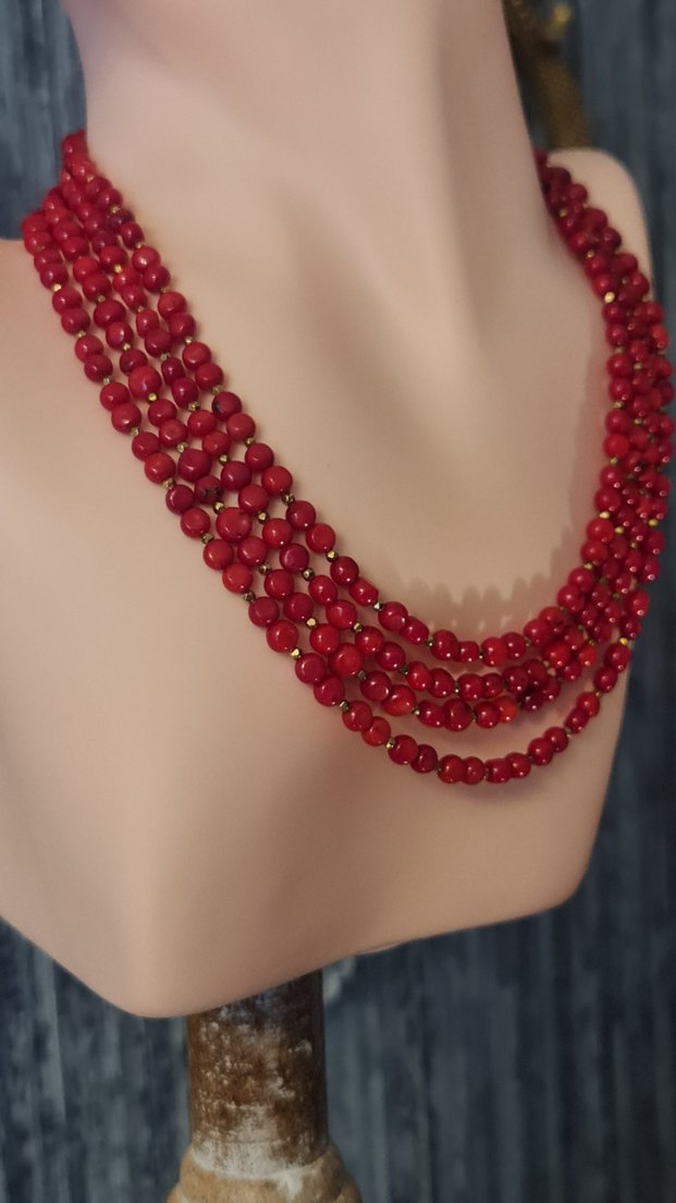 Gerçek Mercan ve Hematit Kolye - Görsel 3