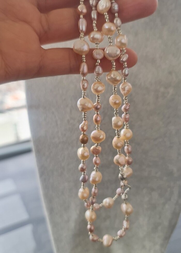 Gerçek Pembe İnci Kolye - Görsel 2