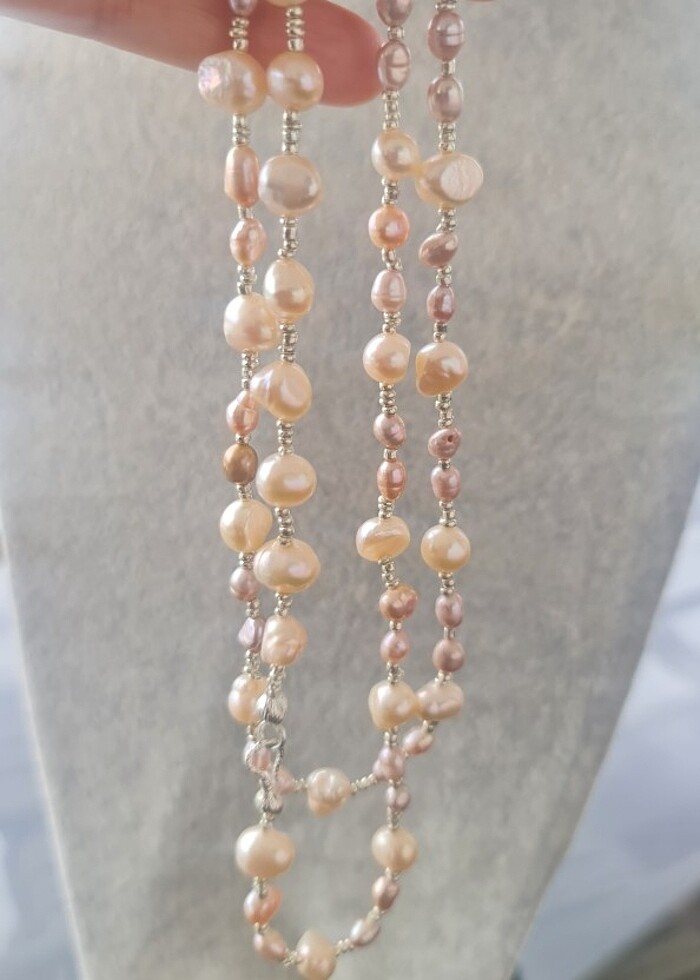 Gerçek Pembe İnci Kolye - Görsel 3