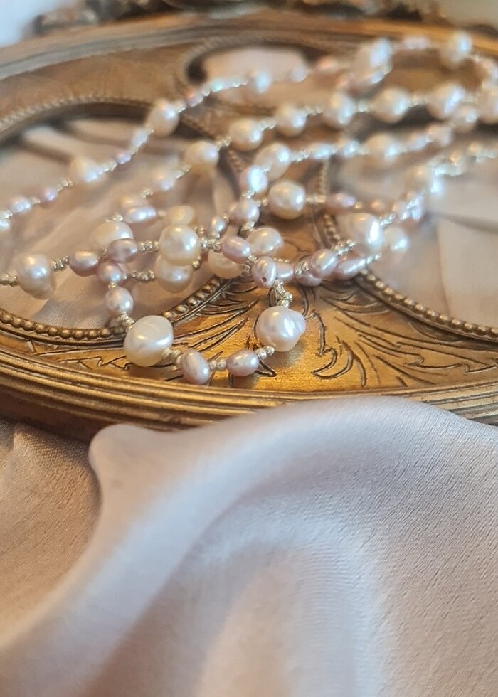 Gerçek Pembe İnci Kolye - Görsel 5